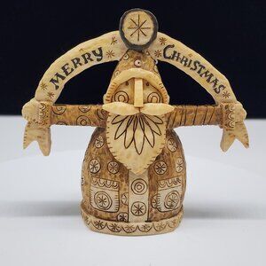 Caribou Canyon Santa Claus Figurine Merry Christmas Banner 4.5"